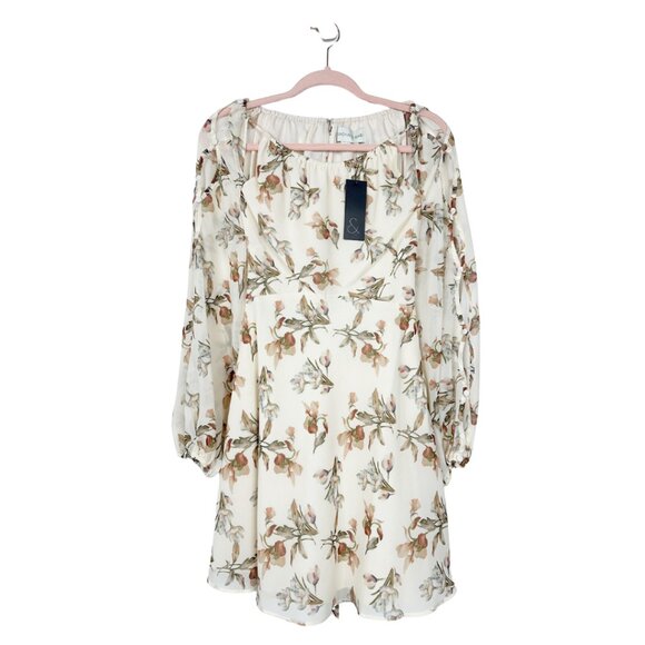 NWT SACHIN + BABI Bevvy Dress in Eggshell Venetia Petals Floral Chiffon Mini 10 - Picture 5 of 14